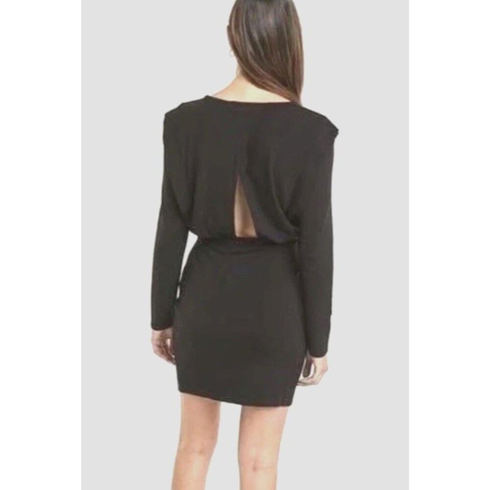 Susana Monaco Cut Out Back Pleated Mini Dress Sz S Dark Gray Minimal Luxury Chic